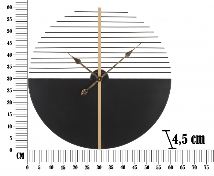 Ceas de perete Glam Stick, Fier, Negru/Auriu, 63 x 4.5 cm [6]