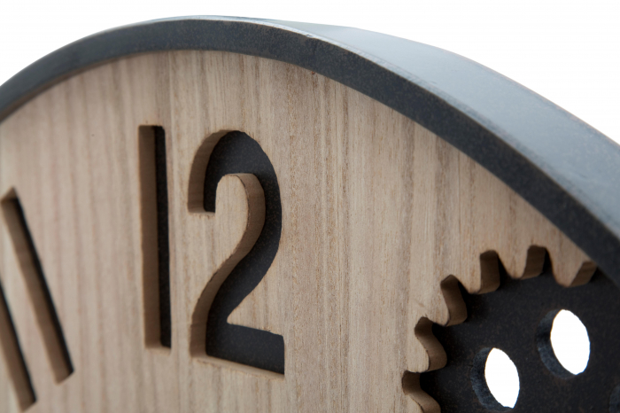 Ceas de perete Grand, Fier/MDF, Maro/Negru, 60x60x4.5 cm [2]