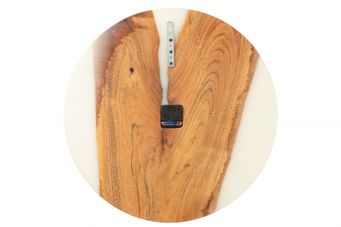 Ceas de Perete Modern, Salcam, Lemn/Rasina, Natur/Alb [2]