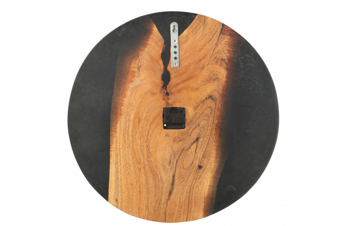 Ceas de Perete Modern, Salcam, Lemn/Rasina, Natur/Negru [2]