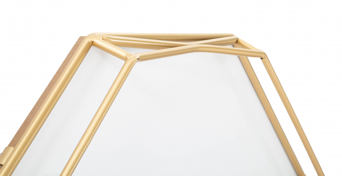 Ceas de perete Octagonal, Fier/Plastic, Auriu, 56x56x6,5 cm [3]