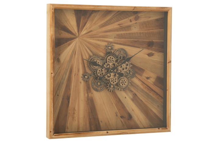 Ceas de perete patrat MDF natur, L [2]