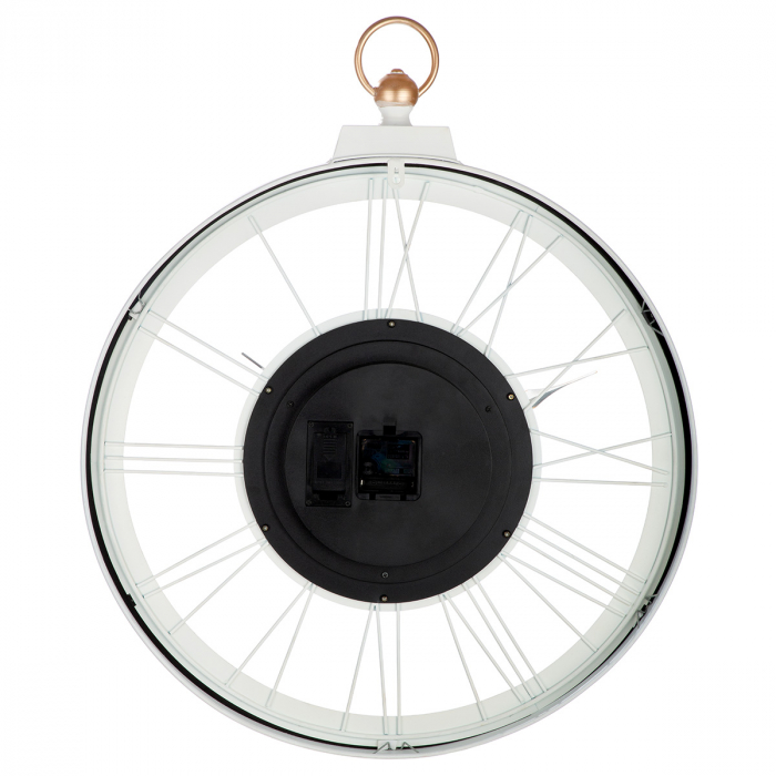 Ceas de perete, rotund, motiv roată dințată, metal, alb, PU 1, L. 8 cm, l. 60 cm, H 73 cm [3]