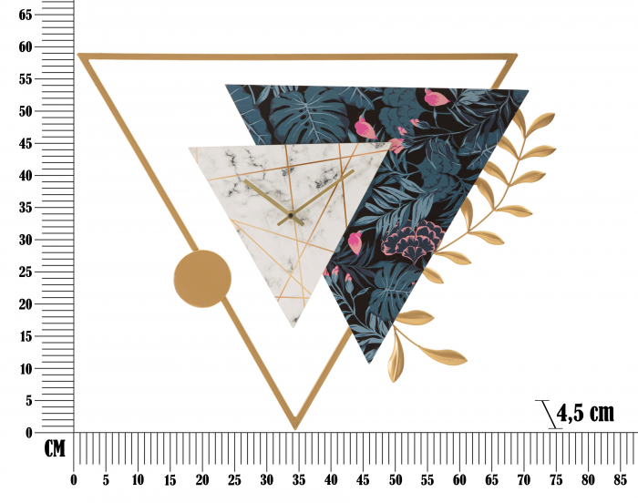 Ceas de perete Triangle, Fier/MDF, Multicolor, 59x75x4.5 cm [6]