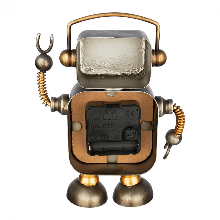 Ceas de podea/masă, Robot, Metal, argintie, PU 2, L. 6 cm, l. 16 cm, H 20 cm [3]