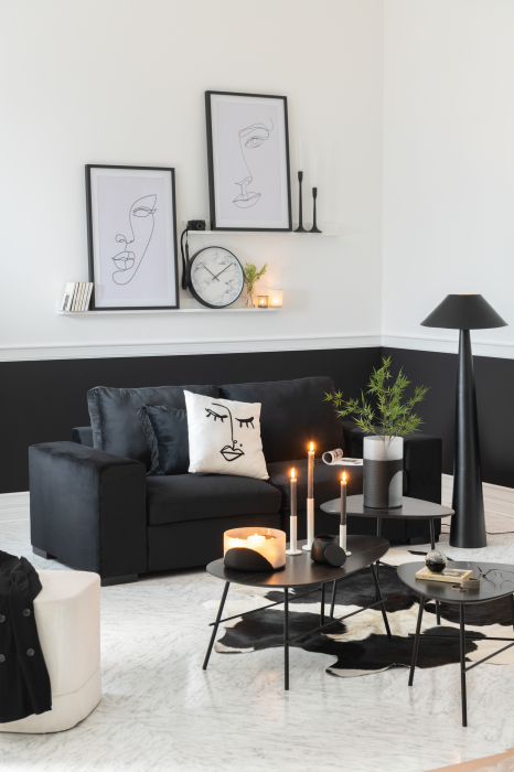 Ceas Marble, Plastic, Negru/Alb, 40x5x40 cm [3]