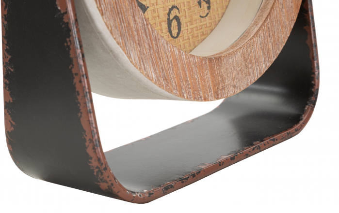 Ceas Round, Fier/Lemn, Maro, 24x23.5x7 cm [2]
