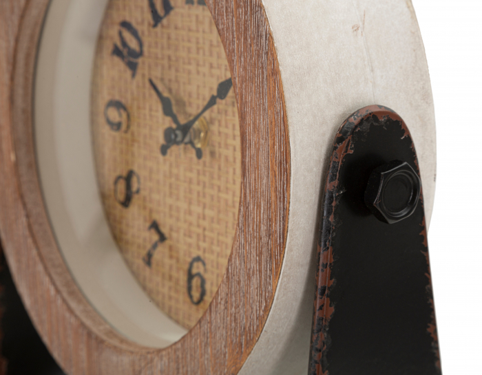 Ceas Round, Fier/Lemn, Maro, 24x23.5x7 cm [3]