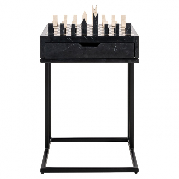 Masă de șah Davos cu 1 sertar (negru), Dims: 62.0 x 44.0 x 44.0 cm [2]