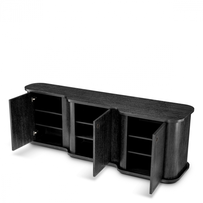 Comodă, Caprioli, furnir din stejar, gri cărbune, Dims: W. 220 | D. 62 | H. 75 (CM) [3]