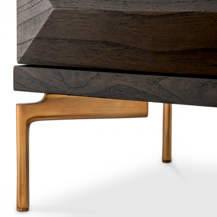 Comodă cu sertar, Denver, furnir din stejar, mocha, finisaj alamă, Dims: W. 182 | D. 48 | H. 75 (CM) [7]