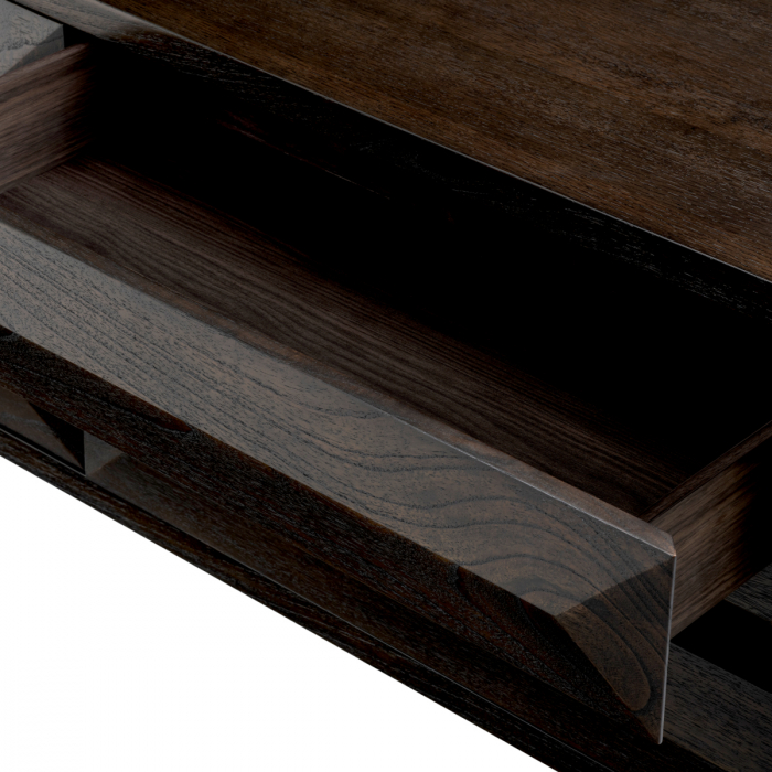 Comodă cu sertar, Denver, furnir din stejar, mocha, finisaj alamă, Dims: W. 182 | D. 48 | H. 75 (CM) [6]