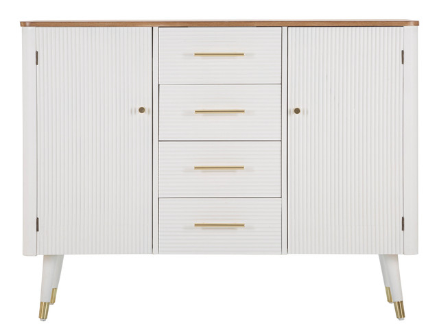 Comoda Matera, Lemn/MDF/Fier, Alb/Maro, 90x117x37 cm [3]