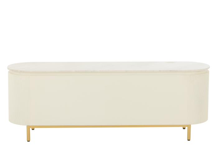 Comoda TV din MDF/marmura/metal, alb/auriu [4]