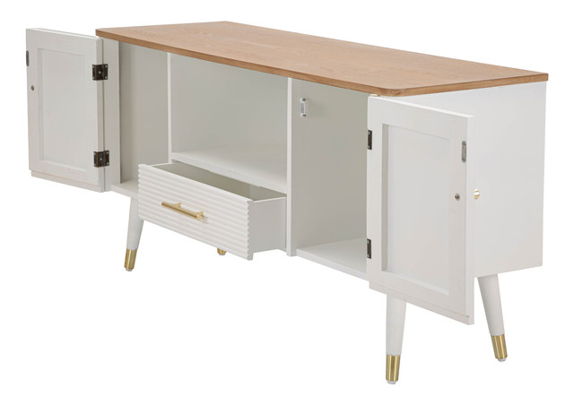 Comoda TV Matera, Lemn/MDF/Fier, Alb/Maro, 60x117x40 cm [5]