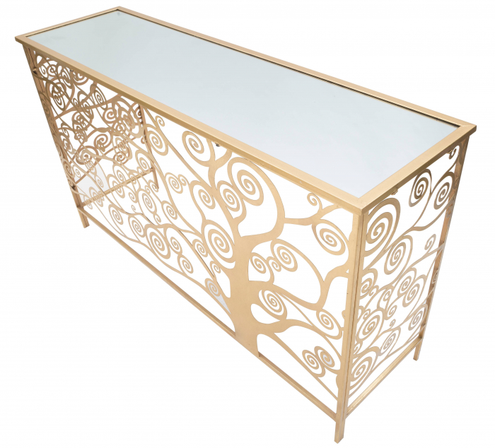 Consola Albero Della Vita, Fier, MDF/Oglinda, Auriu, 81,5x141,5x40,5 cm [3]