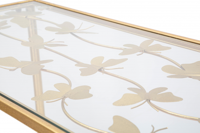 Consola Butterflies, Fier/Sticla, Auriu, 80x100x35 cm [3]