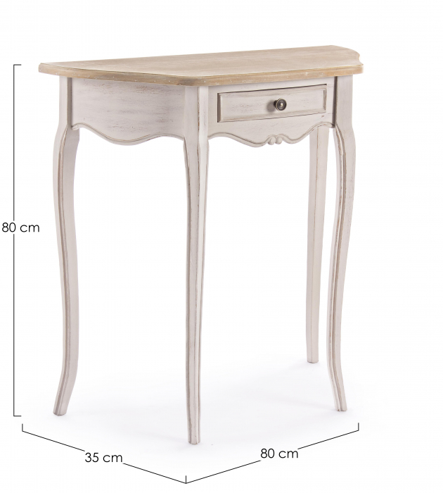 Consola Clarisse 1 sertar, MDF/Lemn, Maro/Alb, 80x35x80 cm [5]