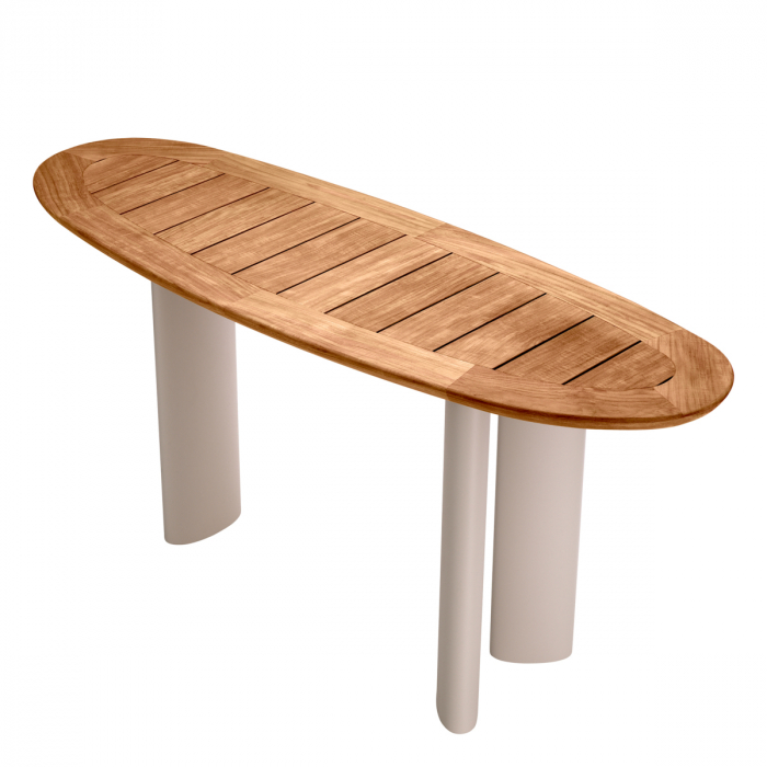 Consolă de exterior Free Form din tec natur, Dims: L. 158 | W. 55 | H. 76.5 (CM) [3]