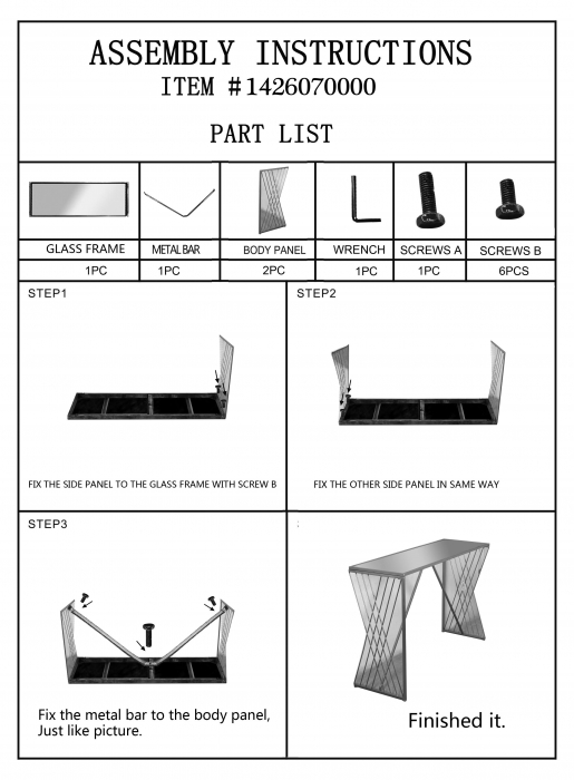 Consola Easy, Fier/MDF/Oglinda, Auriu, 80x120x40 cm [10]