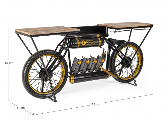 Consola Epic Moto Bar, Otel/Lemn, Multicolor, 183x41x86 cm [9]