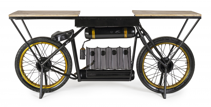 Consola Epic Moto Bar, Otel/Lemn, Multicolor, 183x41x86 cm [3]