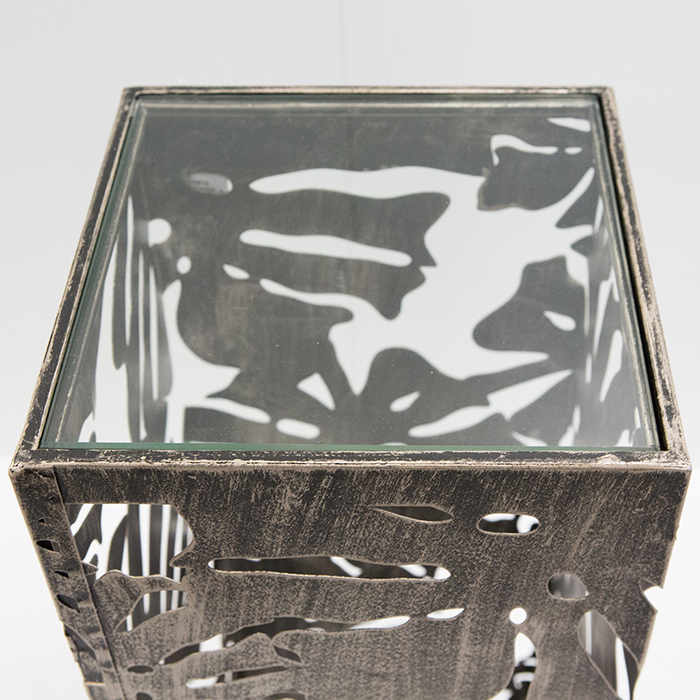 Consola Flora metal/sticla, auriu antichizat, 27x27x100 cm [3]