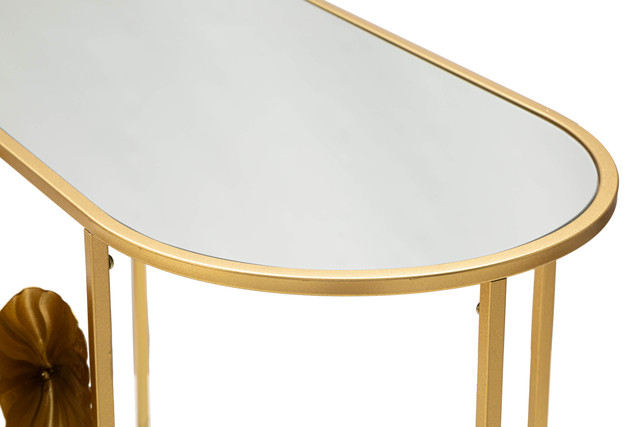 Consola Flow, Fier/MDF/Oglinda, Auriu, 80x120x40 cm [9]