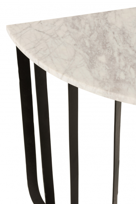 Consola, Marmura/Fier, Alb/Negru, 92x46x80 cm [6]