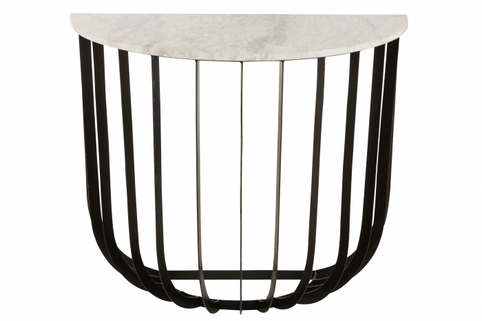 Consola, Marmura/Fier, Alb/Negru, 92x46x80 cm [2]