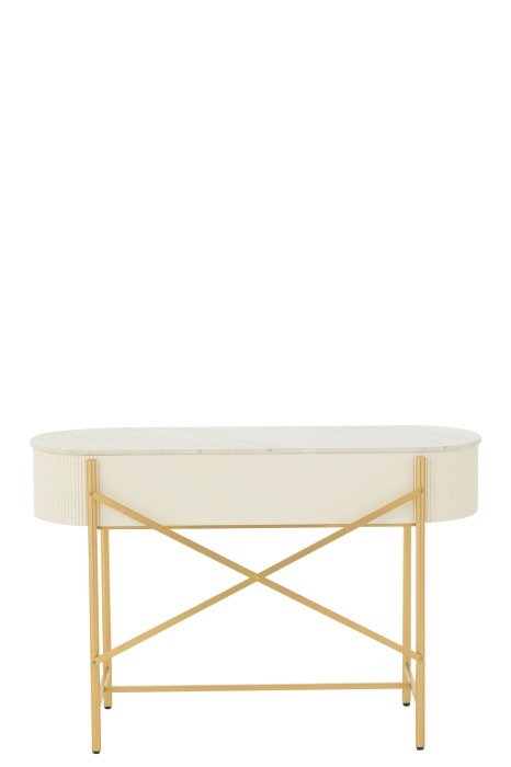 Consola MDF/marmura/metal, alb/auriu [5]