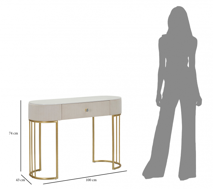 Consola Montpellier, Fier/Lemn/Fibre sintetice, Crem/Auriu/Alb, 75x100x40 cm [8]