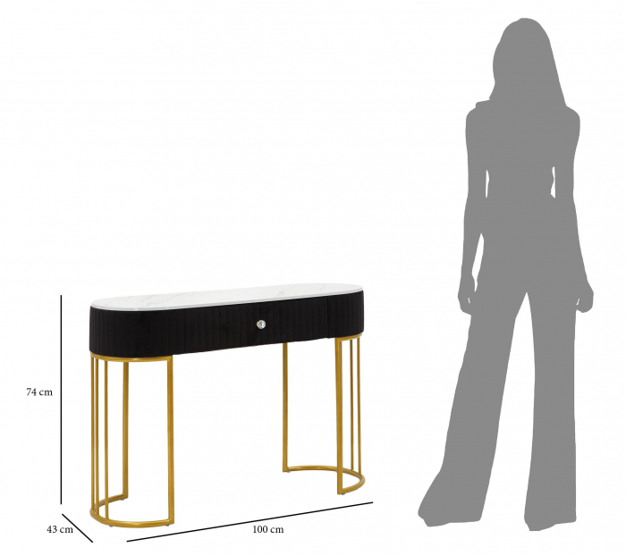 Consola Montpellier , Fier/Lemn/Stofa, Multicolor, 74x100x43 cm [7]