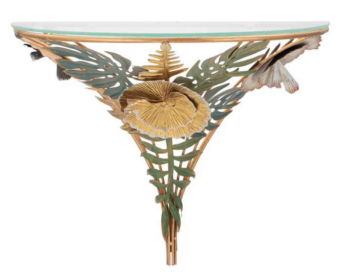 Consola/Noptiera suspendata Amaz, Fier/Sticla, Multicolor, 34.5x44.5x24.5 cm [6]