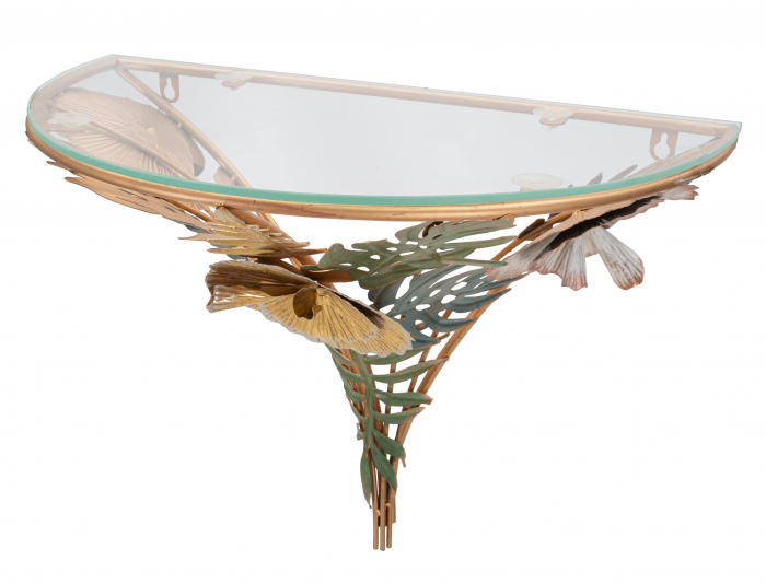 Consola/Noptiera suspendata Amaz, Fier/Sticla, Multicolor, 34.5x44.5x24.5 cm [5]