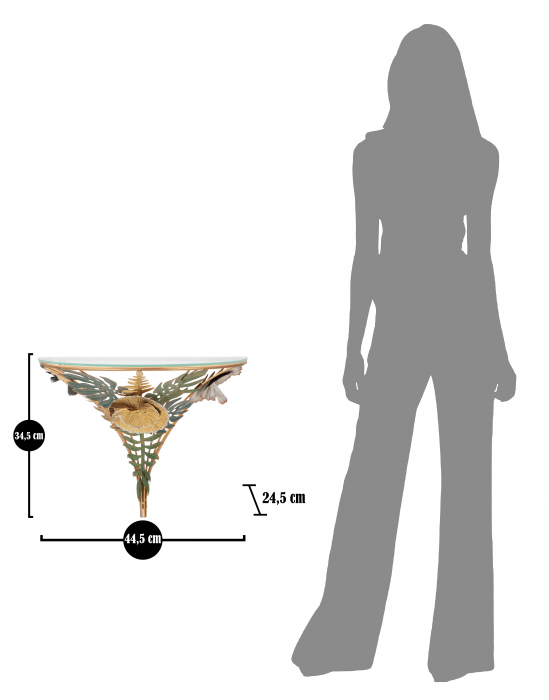Consola/Noptiera suspendata Amaz, Fier/Sticla, Multicolor, 34.5x44.5x24.5 cm [7]