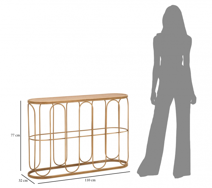 Consola Samui, Fier/Rattan, Natural, 77x110x32 cm [2]