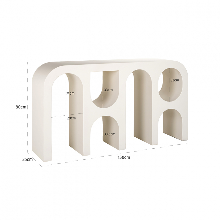 Consola Bloomstone, MDF/Fier, Alb, 80x150x35 cm [4]