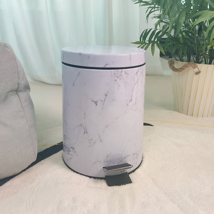 Cos de gunoi cu pedala MARBLE, 5 litri, aspect de marmura [3]