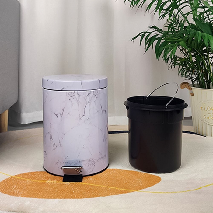 Cos de gunoi cu pedala MARBLE, 5 litri, aspect de marmura [5]