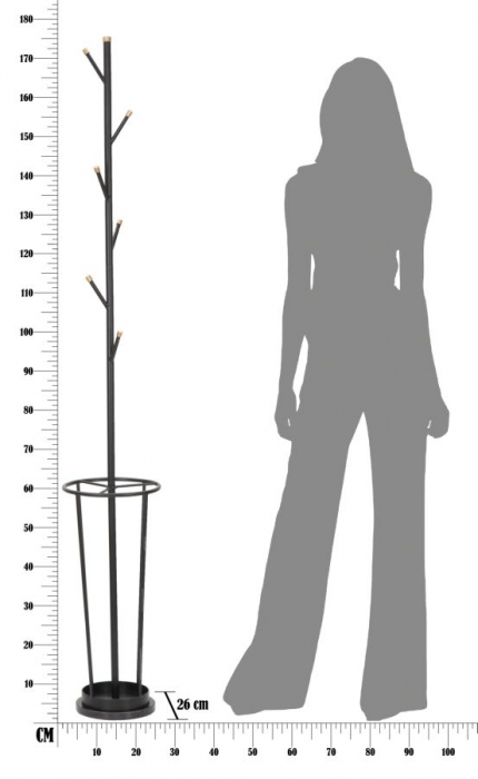 Cuier cu suport pentru umbrele GLAM negru (cm)Ø 26X176 [8]