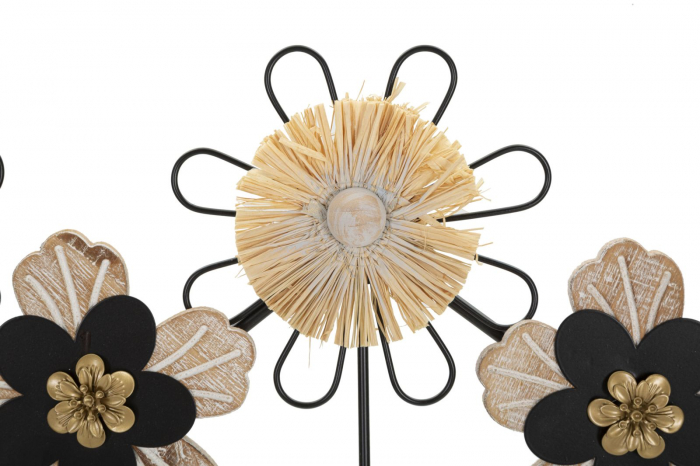 Cuier perete, Fier,Lemn si Rafie 61X5,5X30,5 cm [3]