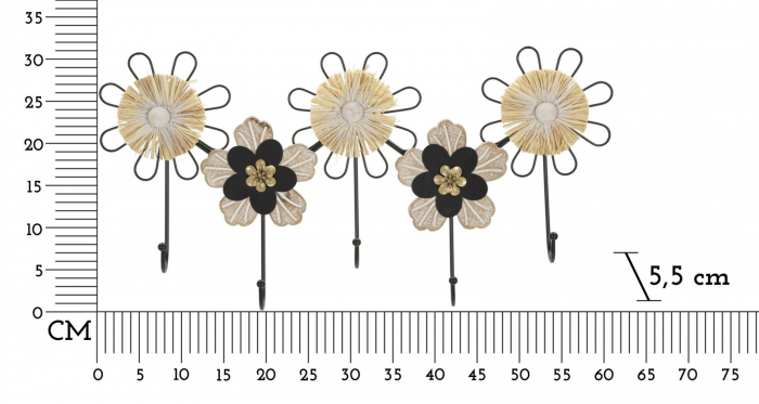 Cuier perete, Fier,Lemn si Rafie 61X5,5X30,5 cm [6]