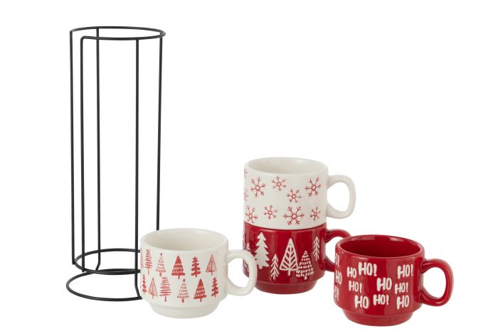 Cutie cu 4 cesti de cafea Craciun, Dolomite alb/ rosu | L 16X l 15X H 29.5 cm [4]