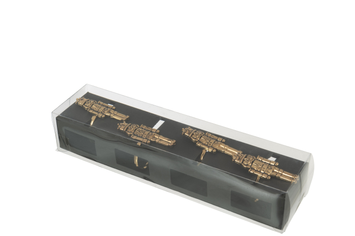 Cutie cu 4 inele de servetel, spargator de nuci, auriu, metal [4]