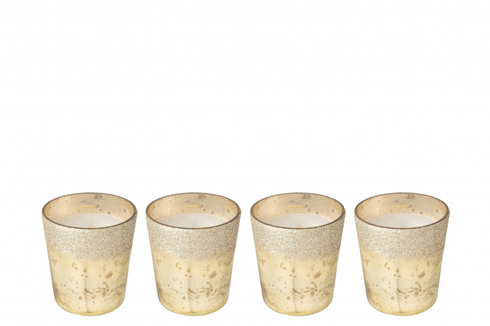 Cutie cu 4 lumanari parfumate, Sticla, Auriu, 6.5x6.5x73 cm [5]