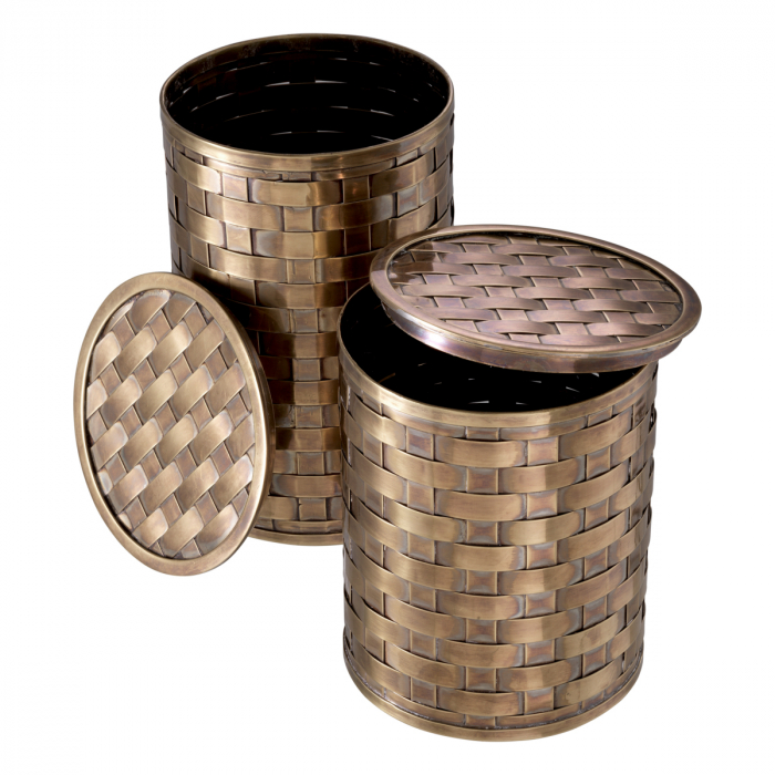 Cutie Lausanne vintage cu finisaj alamă set de 2 [3]