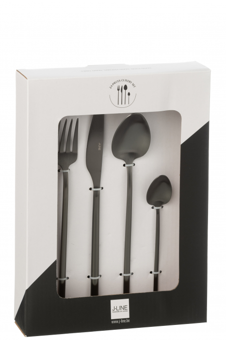 Cutie Tacamuri C 24 Bucăti, Otel Inoxidabil, Negru Mat [3]