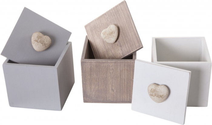 Set 3 cutii, Gri/Maro/Alb, 10x10x10 cm [3]