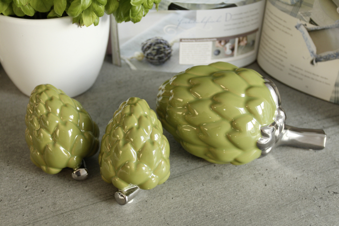 Decoratiune anghinare Fruits, ceramica, verde/argintiu, 20x11.5x10.5 cm [2]